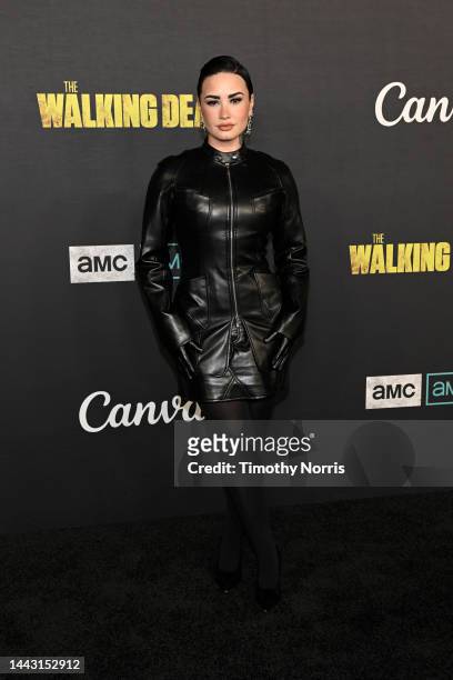 Demi Lovato arrives at The Walking Dead Live: The Finale Event at The Orpheum Theatre on November 20, 2022 in Los Angeles, California. (Photo by...