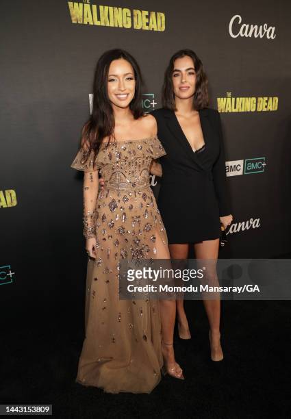Christian Serratos and Alanna Masterson arrives at The Walking Dead Live: The Finale Event at The Orpheum Theatre on November 20, 2022 in Los...