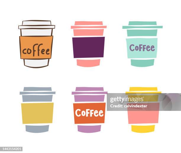 kaffee-doodles-kollektion - kaffeetasse stock-grafiken, -clipart, -cartoons und -symbole