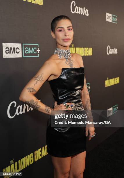 Nadia Hilker arrives at The Walking Dead Live: The Finale Event at The Orpheum Theatre on November 20, 2022 in Los Angeles, California.