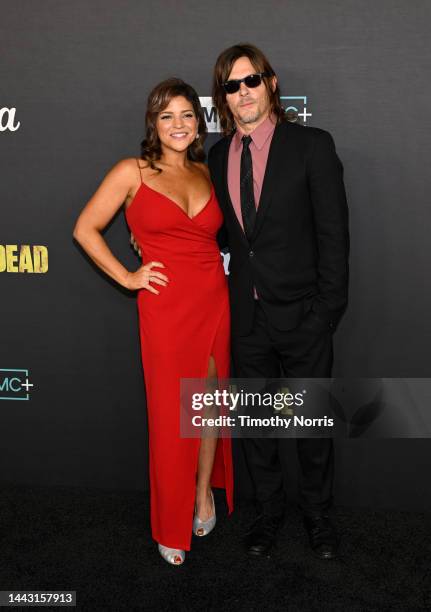 Paola Lazaro and Norman Reedus arrive at The Walking Dead Live: The Finale Event at The Orpheum Theatre on November 20, 2022 in Los Angeles,...