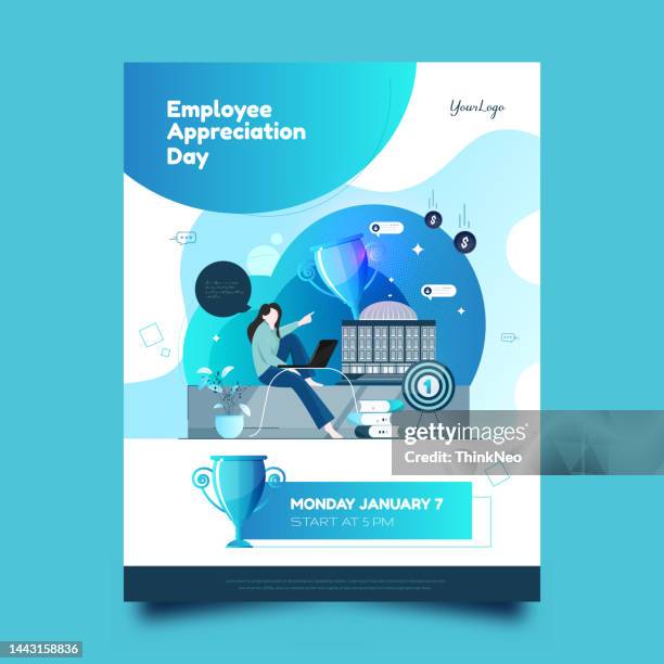 stockillustraties, clipart, cartoons en iconen met employee appreciation day concept. - werknemer-van-de-maand