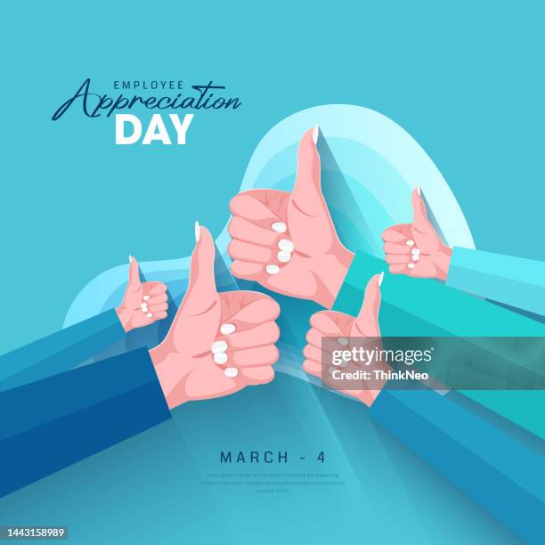 concept of success and public approval. hands with thumbs up. - employee appreciation day stock illustrations