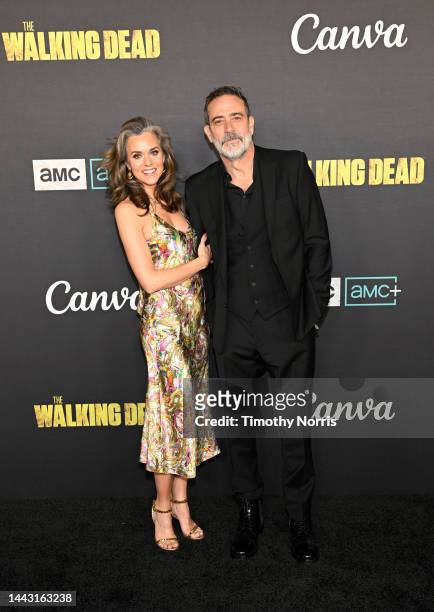 Jeffrey Dean Morgan and Hilarie Burton arrive at The Walking Dead Live: The Finale Event at The Orpheum Theatre on November 20, 2022 in Los Angeles,...