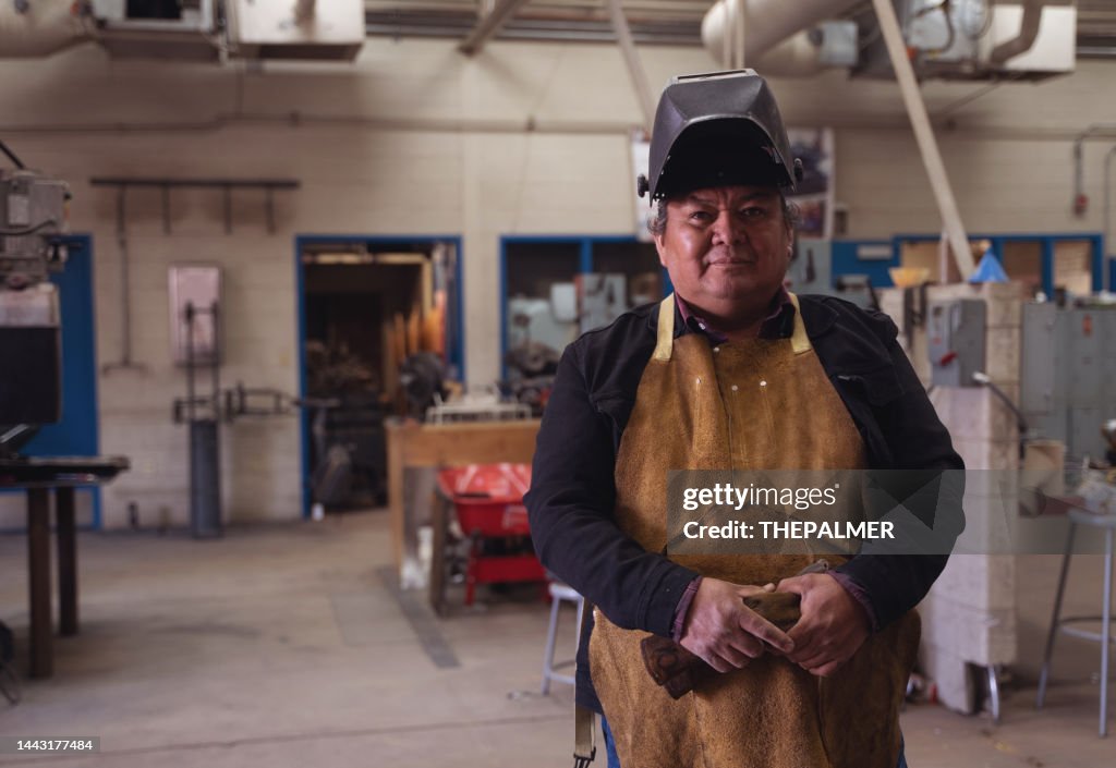 Welder on his workshop