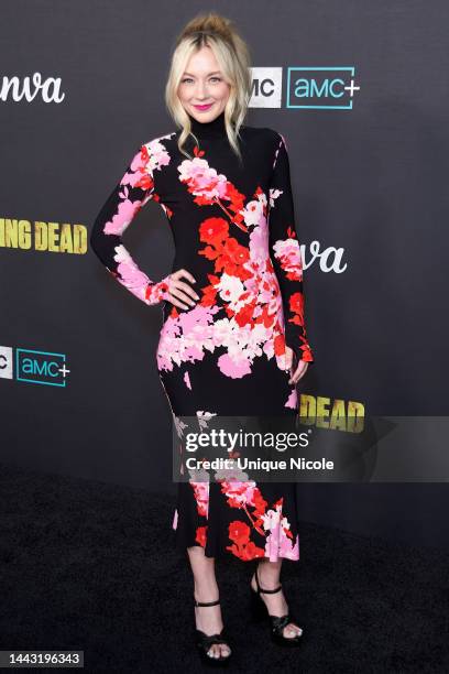 Emily Kinney arrives for The Walking Dead series finale event at the Orpheum theater in Los Angeles, November 20, 2022.