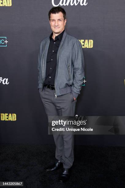 Nathan Fillion arrives at The Walking Dead Live: The Finale Event at The Orpheum Theater on November 20, 2022 in Los Angeles, California.