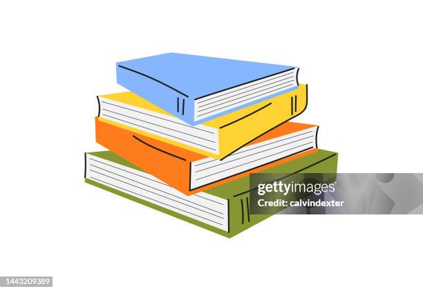 bücher doodle zeichnungen - pile of books stock-grafiken, -clipart, -cartoons und -symbole