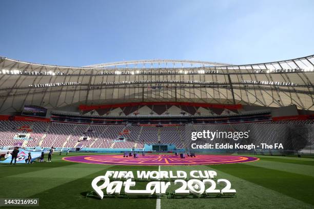 General view inside the stadium prior to the FIFA World Cup Qatar 2022 Group B match between England and IR Iran at Khalifa International Stadium on...