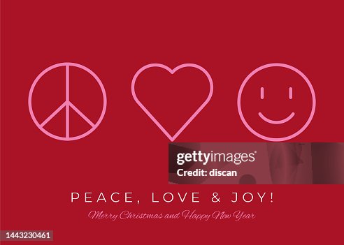 Happy Holiday design template with peace, love and joy icons. Happy Holiday design template with peace, love and joy icons.