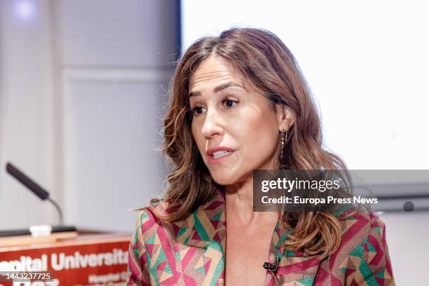 The president of the Observatorio de Salud , Patricia del Olmo, speaks at the inauguration of the 1st 'Woman Day Cancer' in the auditorium of the...