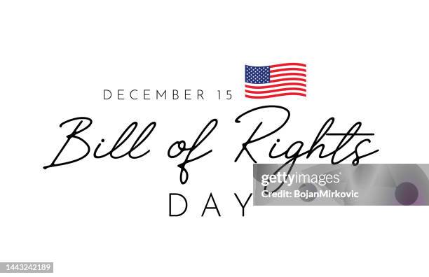ilustraciones, imágenes clip art, dibujos animados e iconos de stock de tarjeta del día de la declaración de derechos, 15 de diciembre. vector - bill of rights icons