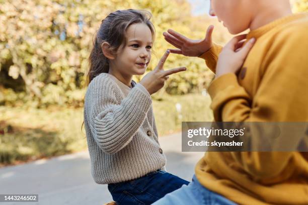 rock, paper, scissors hand game in nature! - scissors paper stone stock pictures, royalty-free photos & images