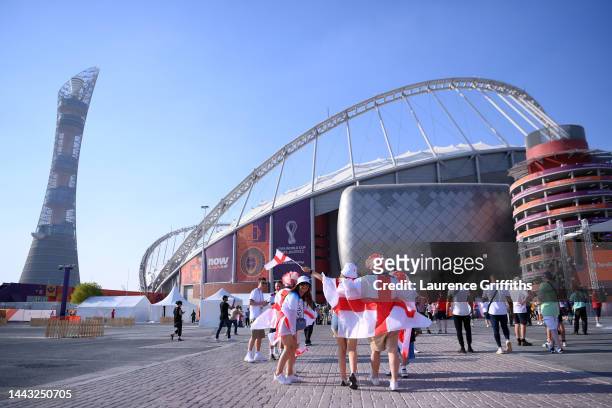 England fans arrive at the stadium prior to the FIFA World Cup Qatar 2022 Group B match between England and IR Iran at Khalifa International Stadium...