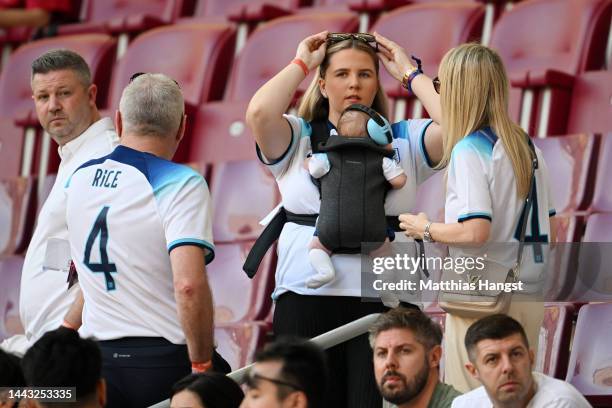 Lauren Fryer , girlfriend of Declan Rice of England, looks on from the stands prior to the FIFA World Cup Qatar 2022 Group B match between England...