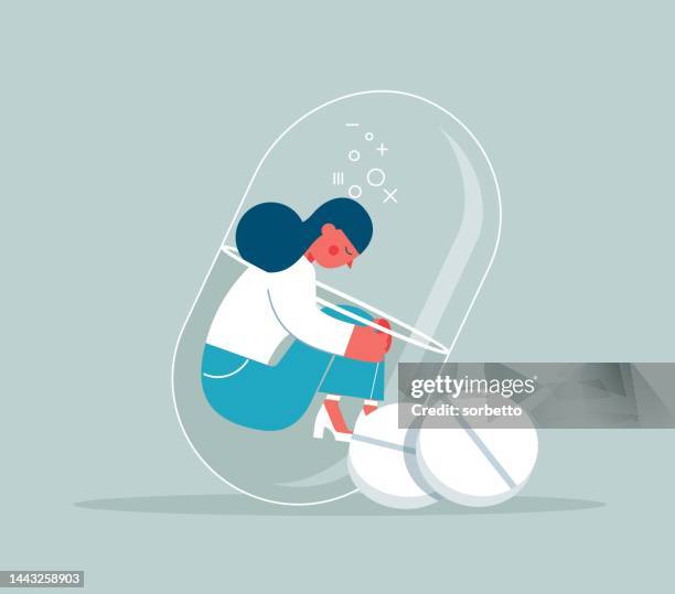 stockillustraties, clipart, cartoons en iconen met drug side effects - woman - sleeping woman