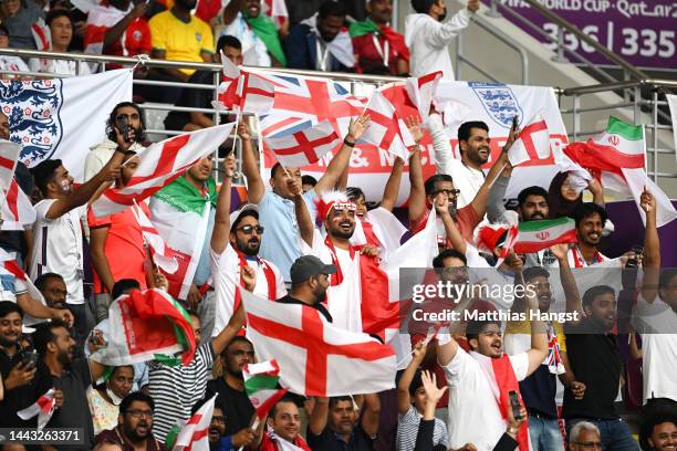 England fans show their support during the FIFA World Cup Qatar 2022 Group B match between England and IR Iran at Khalifa International Stadium on...