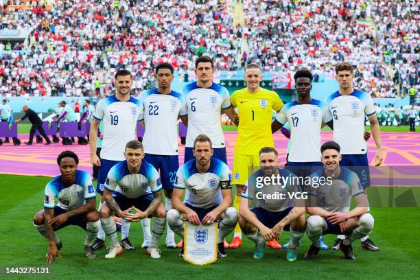 Starting line-up of England during the FIFA World Cup Qatar 2022 Group B match between England and IR Iran at Khalifa International Stadium on...