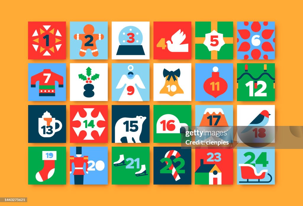 Weihnachtsadventskalender Nummer minimalistisches Symbol