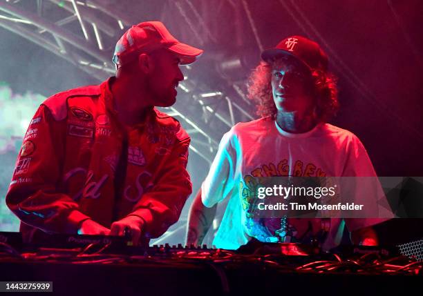 Matthew Russell and Trevor Dahl of Cheat Codes perform during the Wonderfront Music & Arts festival at Seaport Village on November 20, 2022 in San...