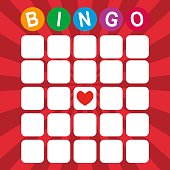 Bingo lottery in a stylish design with a heart in the center. Vector illustration