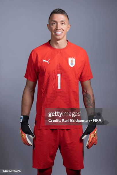 Fernando Muslera of Uruguay poses during the official FIFA World Cup Qatar 2022 portrait session on November 21, 2022 in Doha, Qatar.