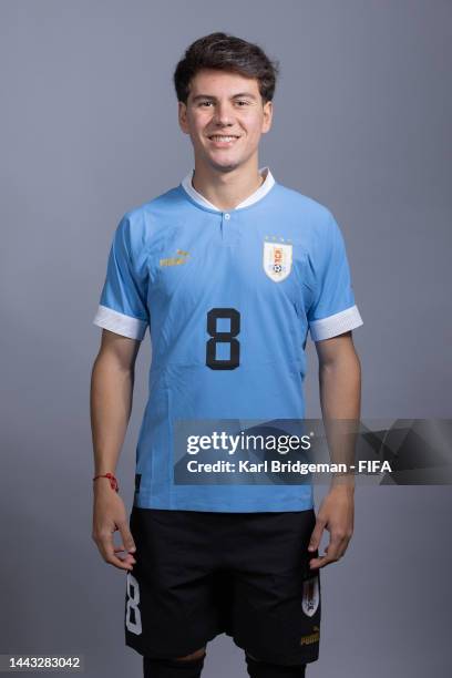 Facundo Pellistri of Uruguay poses during the official FIFA World Cup Qatar 2022 portrait session on November 21, 2022 in Doha, Qatar.