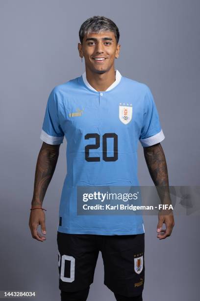 Facundo Torres of Uruguay poses during the official FIFA World Cup Qatar 2022 portrait session on November 21, 2022 in Doha, Qatar.
