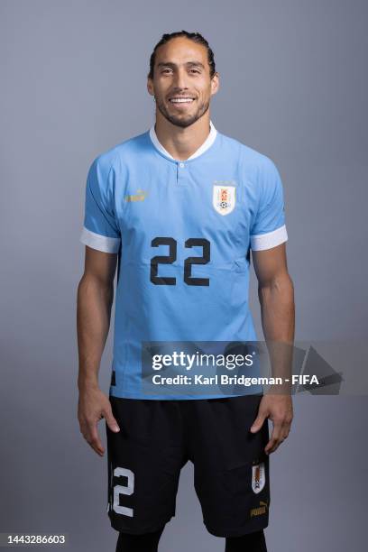 Martin Caceres of Uruguay poses during the official FIFA World Cup Qatar 2022 portrait session on November 21, 2022 in Doha, Qatar.