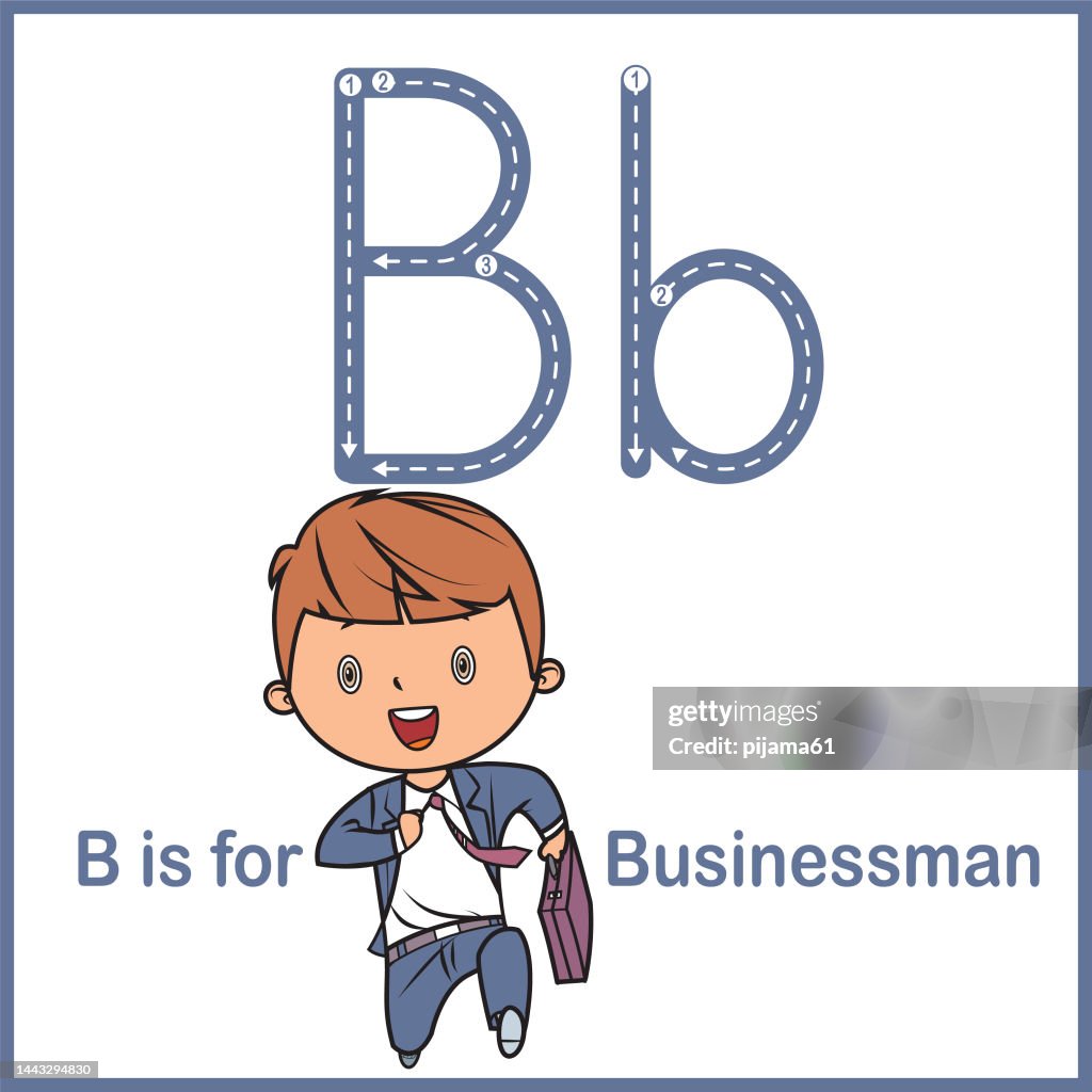 Flashcard letter b is for businessman vector Illustration