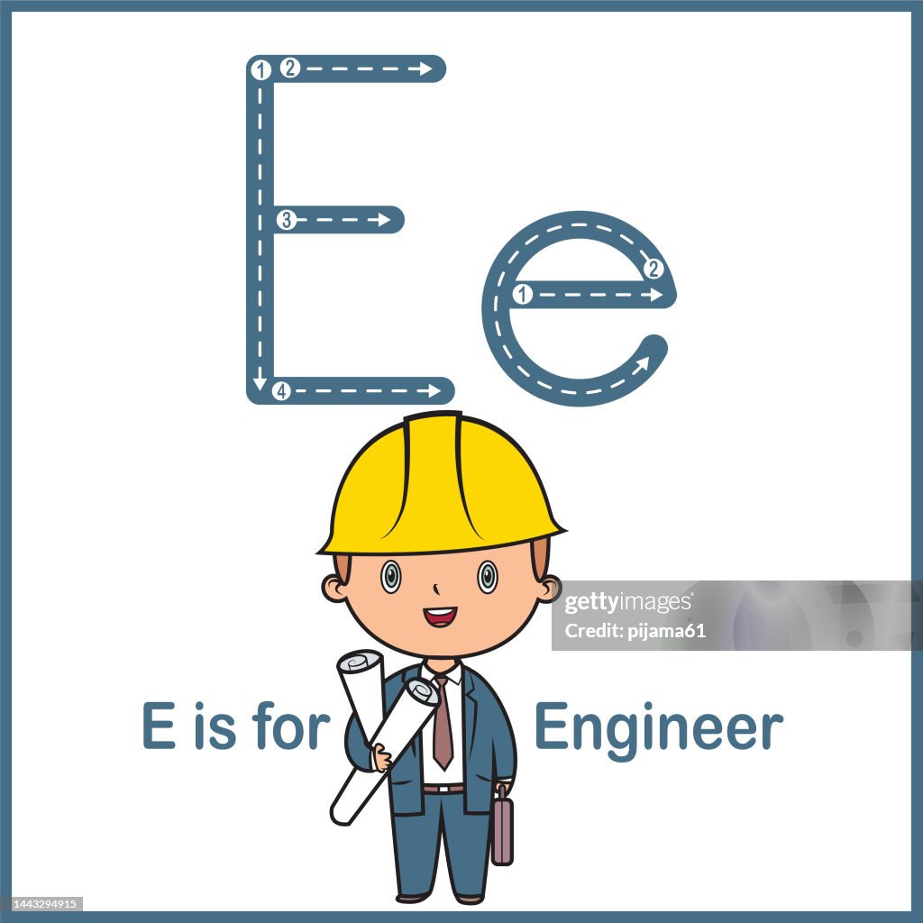 Engineers Inverted E Flashcard Letter E Is For Engineer Vector Illustration High-Res Vector ...