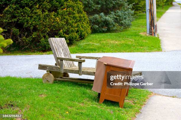 wooden furnitures on curb - curb stock pictures, royalty-free photos & images