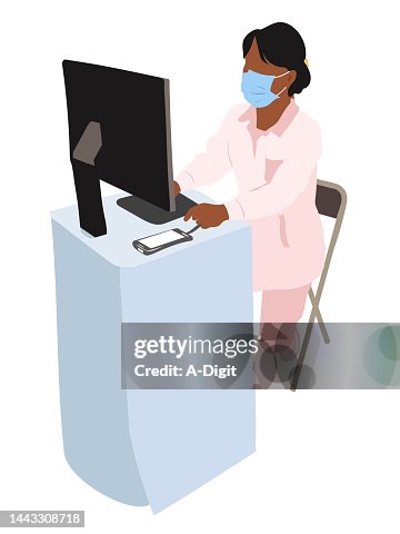 Nurse Computer Station Pink High-Res Vector Graphic - Getty Images