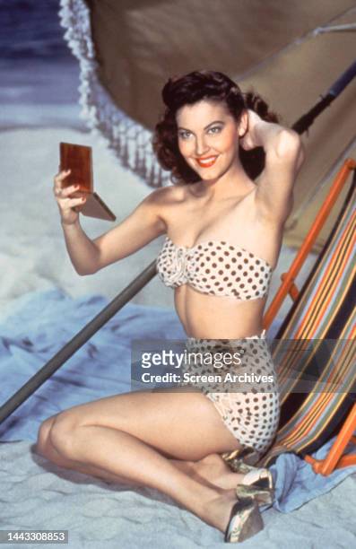 Ava Gardner wearing a bikini, circa 1948.