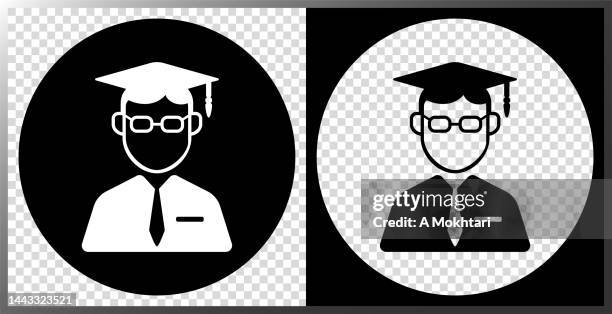 icon of a student with a graduation cap. - kid virtual learning stock illustrations