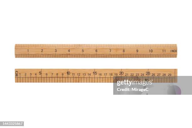 12inch or 30cm wood ruler isolated on white - ruler stockfoto's en -beelden