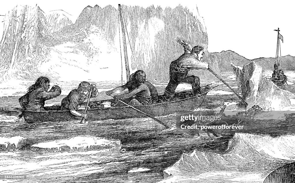 Men Breaking Up Ice on the Yukon River in Alaska, United States - 19th Century