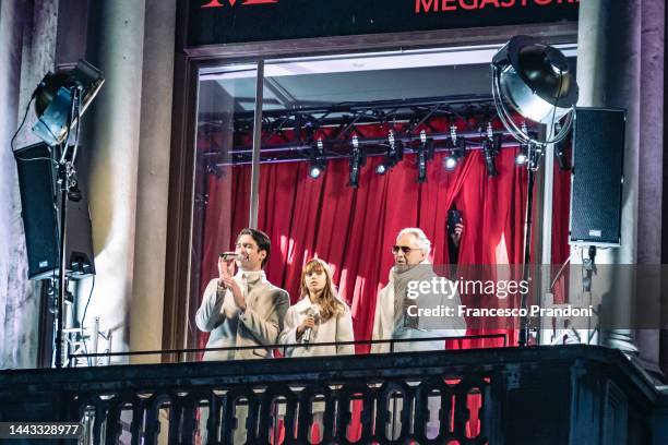 Matteo, Virginia and Andrea Bocelli perform “A Family Christmas" at Mondadori Bookstore on November 21, 2022 in Milan, Italy.