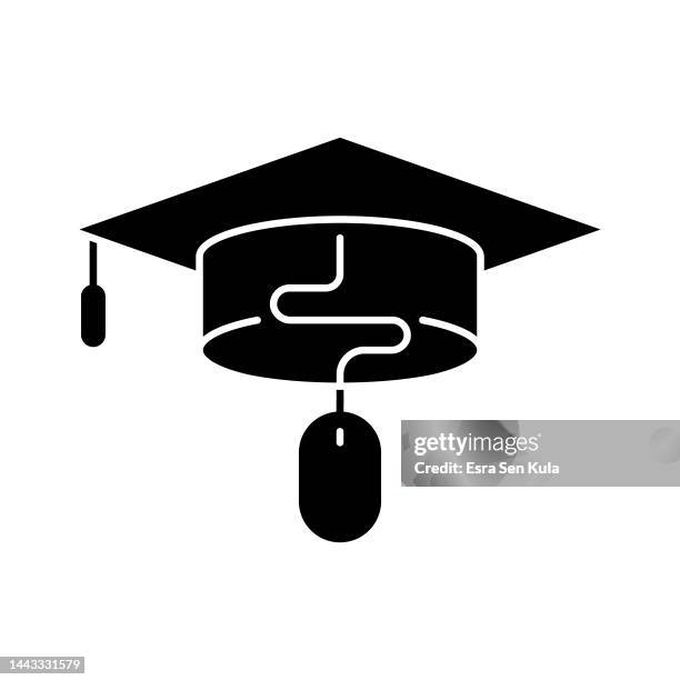 online education solid flat icon. the icon is suitable for web pages, mobile apps, ui, ux, and gui design. - graduates working stock illustrations