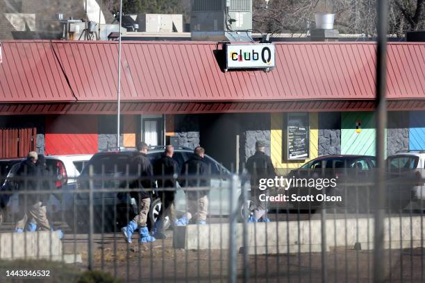 Law enforcement officials continue their investigation into Saturday's shooting at the Club Q nightclub on November 21, 2022 in Colorado Springs,...