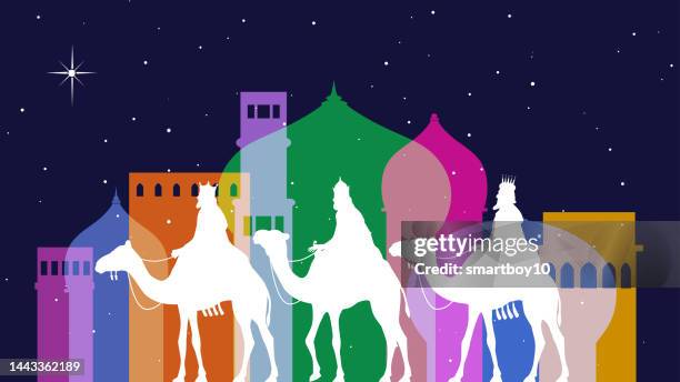 three wise men (three kings) - bethlehem stock illustrations
