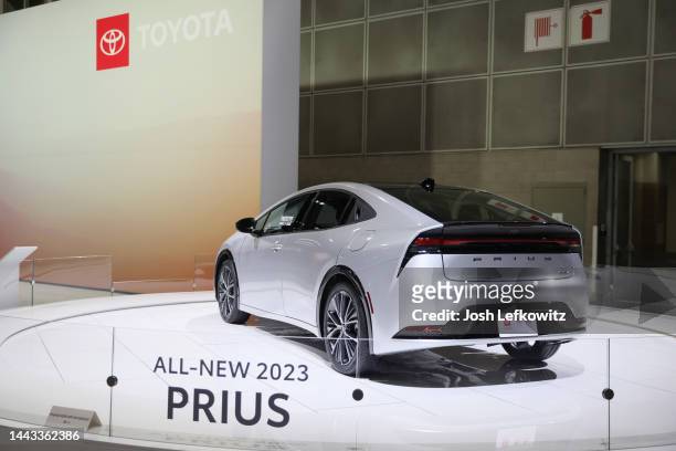The all-new Toyota Prius is on display at the 2022 Los Angeles Auto Show on November 18, 2022 in Los Angeles, California.