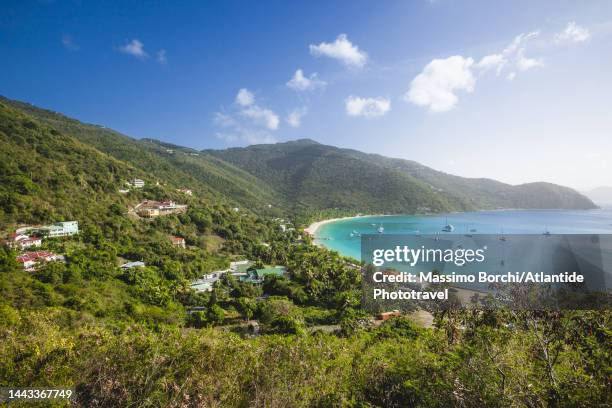 view of cane garden bay - cane garden bay stock pictures, royalty-free photos & images