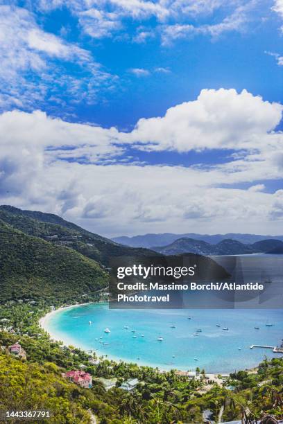 view of cane garden bay - cane garden bay stock pictures, royalty-free photos & images