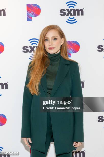 Jessica Chastain poses for a photo at SiriusXM's The Jess Cagle Show at SiriusXM Studios on November 21, 2022 in Los Angeles, California.