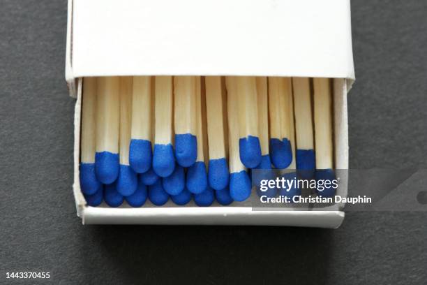 blank box of matches on a black background - streichholzschachtel stock-fotos und bilder