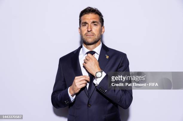 Diego Alonso, Head Coach of Uruguay, poses during the official FIFA World Cup Qatar 2022 portrait session on November 21, 2022 in Doha, Qatar.