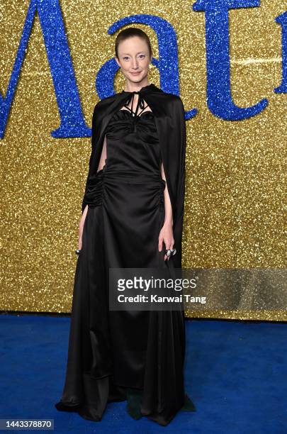 Andrea Riseborough attends the UK Gala Screening of "Matilda The Musical" on November 21, 2022 in London, England.