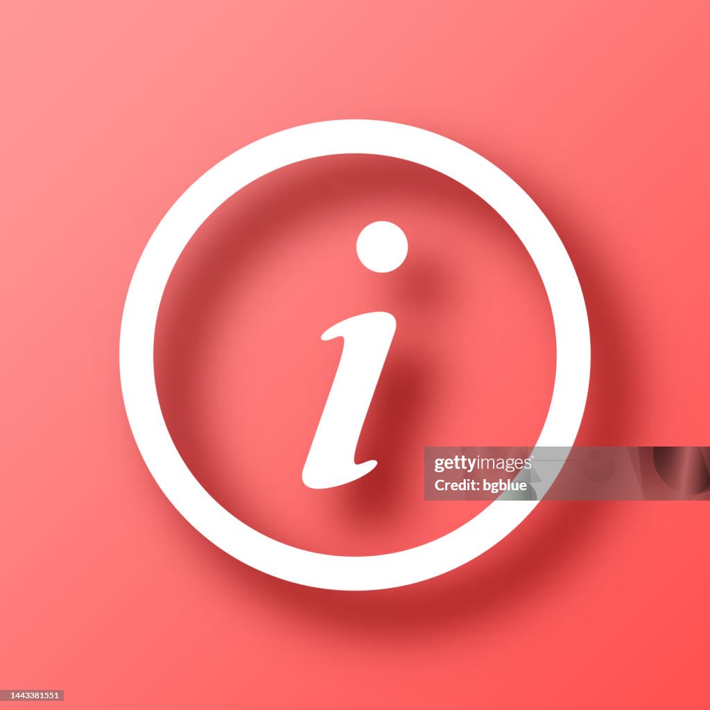 Information. Icon on Red background with shadow