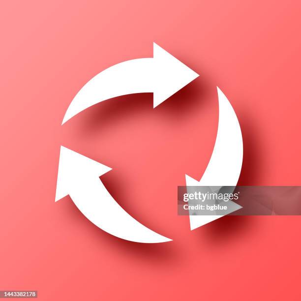 recycle. icon on red background with shadow - replay stock illustrations